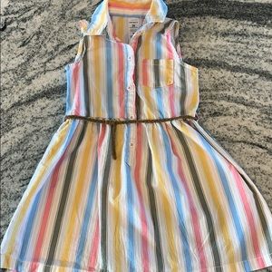 Sleeveless belted striped toddler girl dress